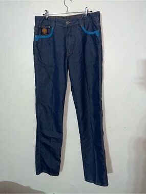 Bob Berg 35x36 360 Freedom Competition Jeans Mens Denim Turquoise Trim Long Tall